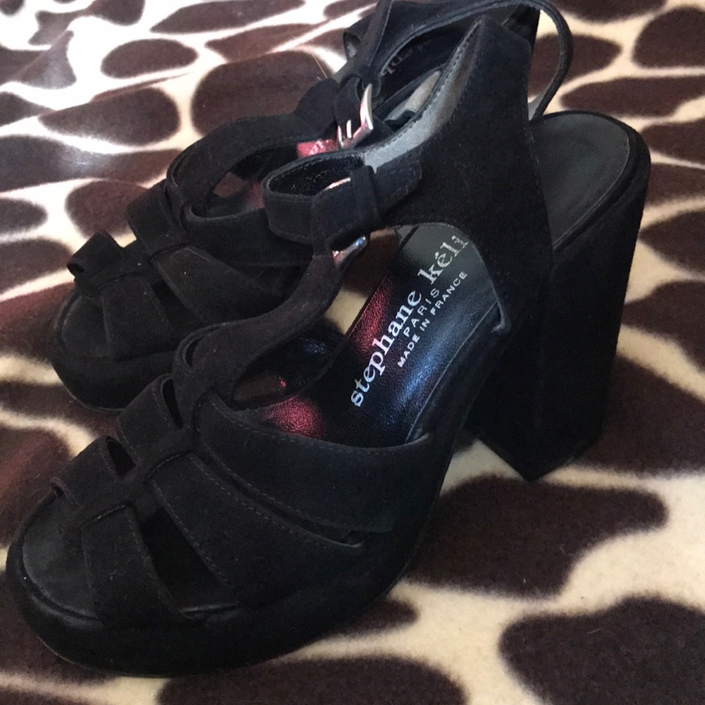 Stephane Kelian suede chunky heel sandals